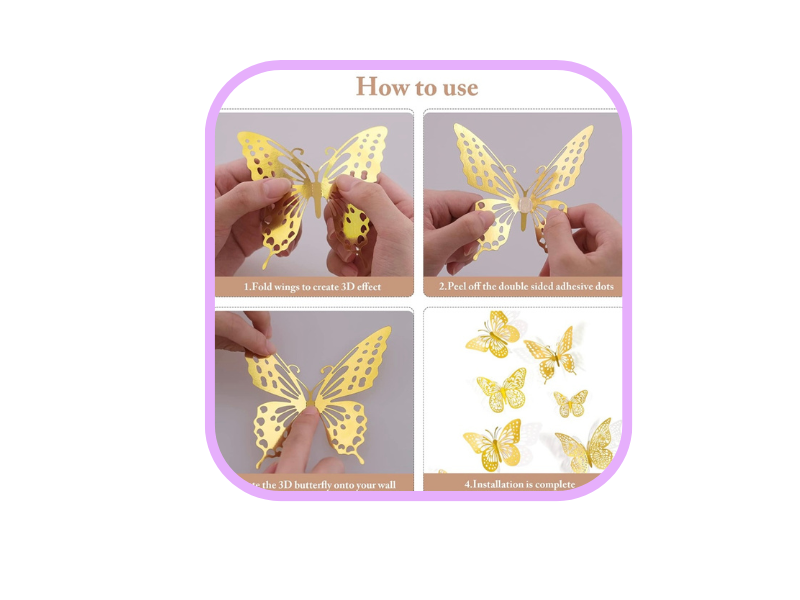 3D Gold Butterflies