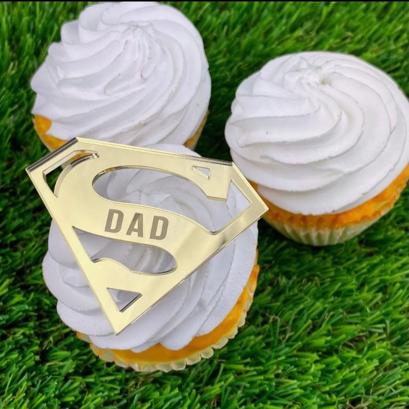 Acrylic Super Dad Cupcake Topper