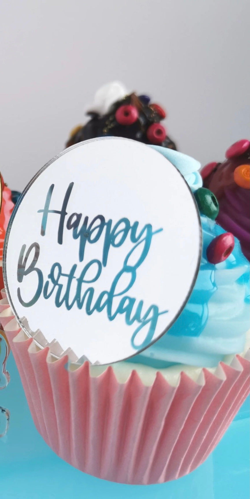 Acrylic Happy Birthday Cupcake Toppers